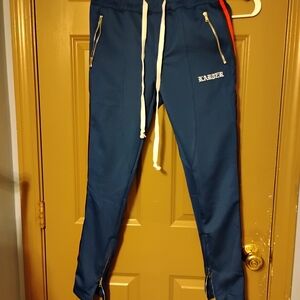 Men's Blue Jogger Pants with Zipper Accents